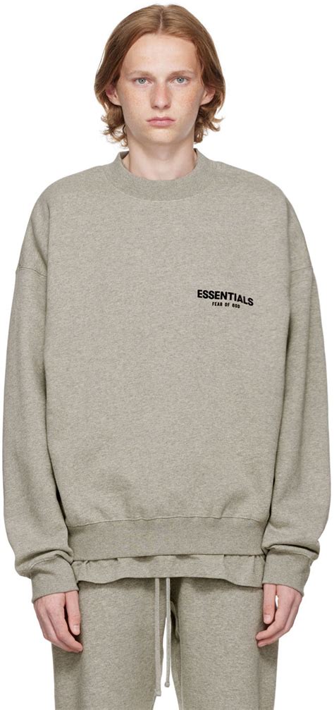 essentials gray crewneck sweatshirt ssense