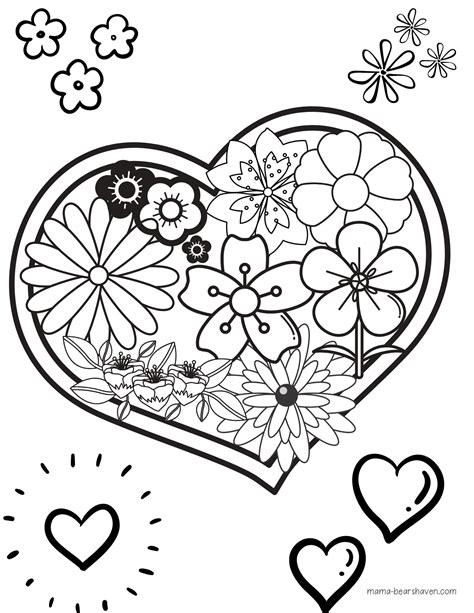 full  hearts colouring printables  adults  kids