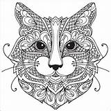 Kucing Mewarnai Pola Wajah sketch template