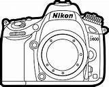 Appareil Nikon Camara Coloring Colorear Objets Coloriages sketch template
