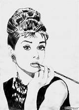 Hepburn Audrey Drawings sketch template