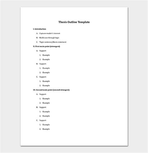thesis outline templates  examples word  format