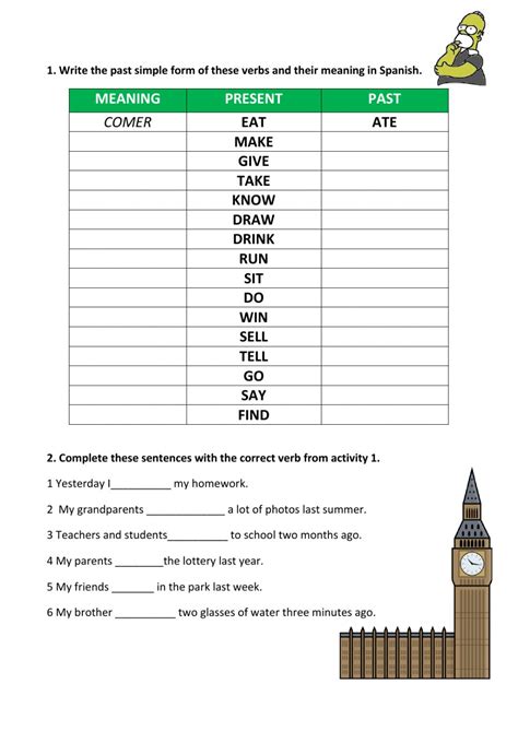Past Simple Irregular Verbs Exercise For Year 5 6