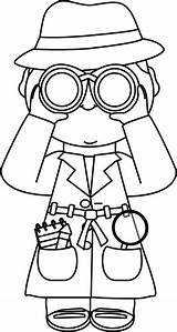 Detective Spy Binoculars Clipart Clip Kid Kids Theme Detectives Girl Agent Secret Party Book Classroom Coloring School Printable Drawing Greatest sketch template