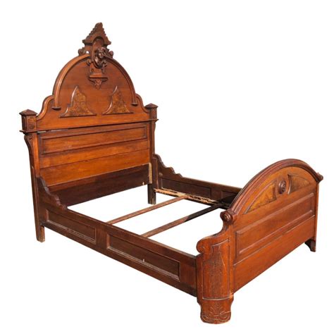 antique eastlake victorian heavily carved walnut full size bed