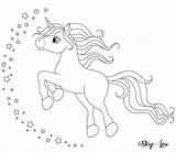 Unicorn Coloring Flying Pages Stars Printable Sheet Print Head Moon sketch template