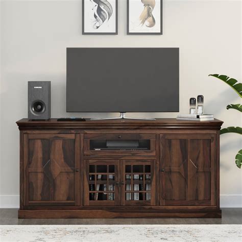 santa fe rustic solid wood tv console cabinet