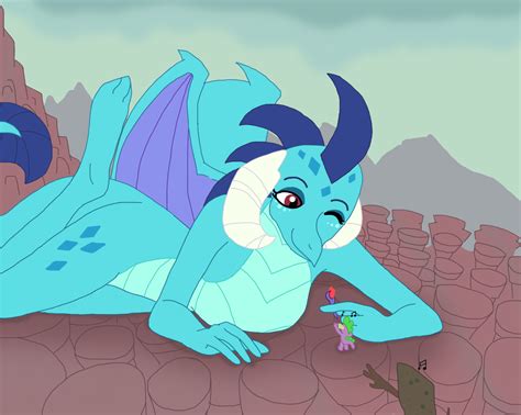 1137383 safe artist final7darkness princess ember spike dragon