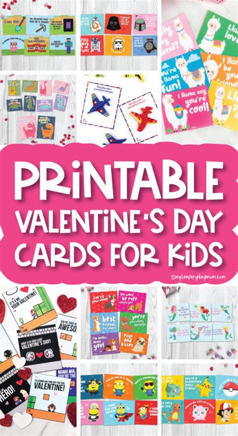 printable valentines cards  kids  pass  simple everyday mom