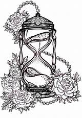 Hourglass Tattoo Drawing Roses Celestial Coloring Pages Alchemy Glass Designs Rosalie Color Adult Tattoos Young Tatuaggi Bone Drawings Disegni Tatoo sketch template