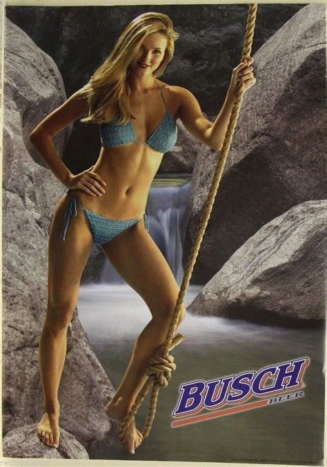 Busch Beer Poster Hot Blonde Girl In Bikini Swinging On