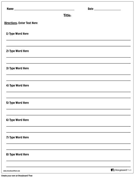 vocabulary word worksheet template