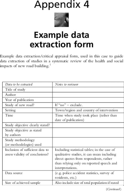 systematic literature review data extraction form