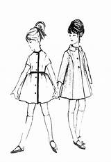 Fashion Drawing 1960s Drawings Sketch Line Kids Era Clothing Illustration Children Figure Colouring Skirts Illustrations Clothes Model Shorter Soon Much sketch template