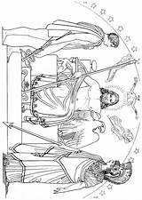 Athena Oddyseus Zeus Hermes Coloring sketch template