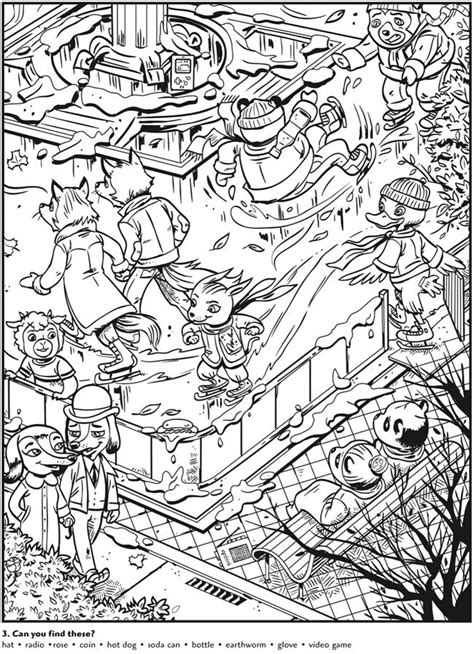 colouring  page sample  animal antics hidden pictures