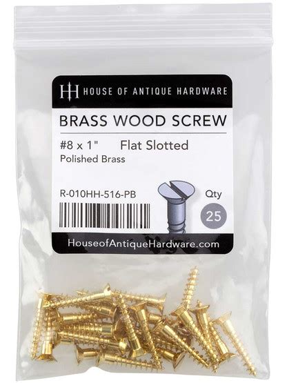 8 X 1 Inch Brass Flat Head Slotted Wood Screws 25 Pack House Of