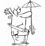 Umbrella Cartoon Man Holding Outline Coloring Ill Prepared Tiny Vector Ron Leishman Royalty Getdrawings Drawing Girl sketch template