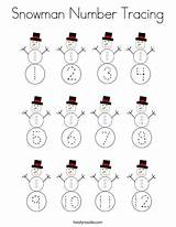 Tracing Snowman Number Coloring Numbers School Worksheets Preschool Choose Board Twistynoodle Print sketch template