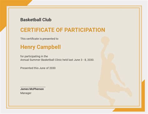 basketball certificate templates  microsoft word