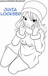 Juvia Fairy Lineart Lockser Shy Coloring Fairytail Loxar Yukata Mashima Hiro sketch template