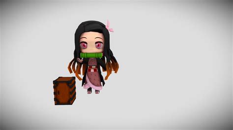 nezuko low poly download free 3d model by cement bread kentong1022