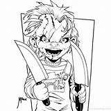 Chucky Tiffany Horror Xcolorings Lineart sketch template