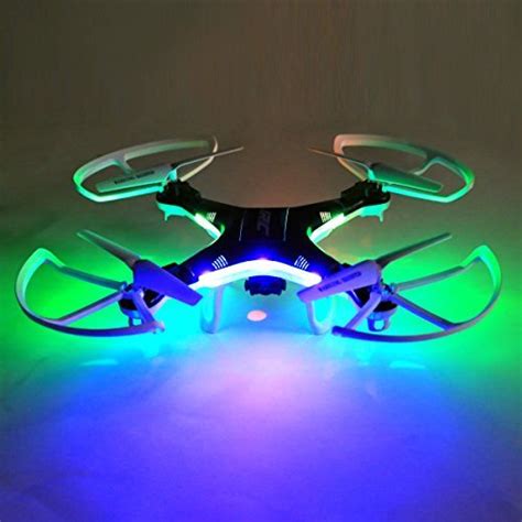 qcopter qc drone quadcopter  hd camera led lights black drones bonus battery  flighttime