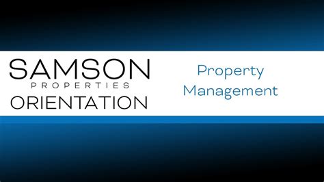 property management samson orientation youtube