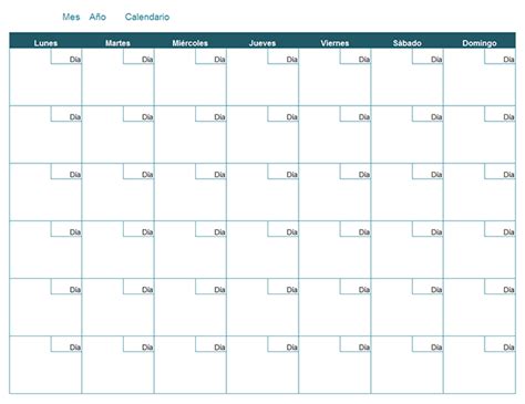 calendario mensual en blanco