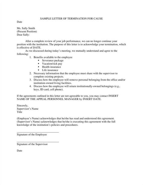 employee termination letter california template