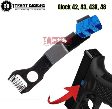 tyrant designs extended  stop release  glock     black red gold tacdom
