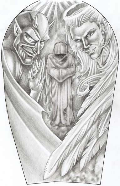 Angel And Devil By Yoocysco Reaper Demon Tattoo Angel