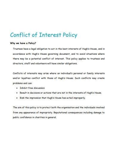 charity conflict  interest policy samples templates  ms