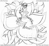 Thumbelina Outline Coloring Royalty Clipart Illustration Bannykh Alex Rf 2021 sketch template