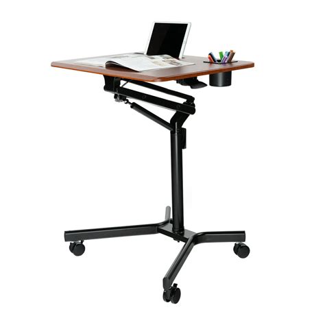 pneumatic sit stand mobile laptop desk mobile height