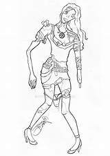 Zombie Girl Outlines Deviantart sketch template