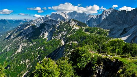 summer mountains snow rocks sky wallpaper