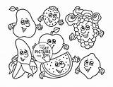 Coloring Pages Kids Fruit Fruits Cartoon Vegetable Printable Wuppsy Boys Animal sketch template