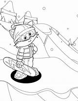 Snowboarding Coloring Pages Handipoints Snowboard Getdrawings Primarygames Cat sketch template