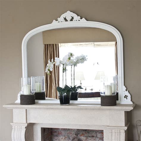 white beaded edge overmantel fireplace mirror  decorative mirrors