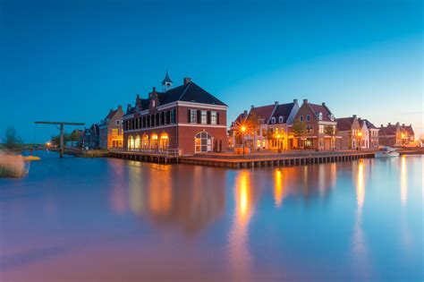 netherlands houses rivers marinas coast street lights anjum cities wallpapers hd