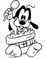 Coloring Baby Goofy Pages Disney Printable Pluto Babies Mickey Drum Playing Minnie sketch template