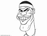 Lebron James Coloring Pages Caricature Printable Kids Print Clipartmag Drawing sketch template