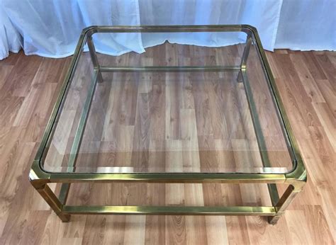 Mastercraft Extra Large Square Brass And Glass Coffee