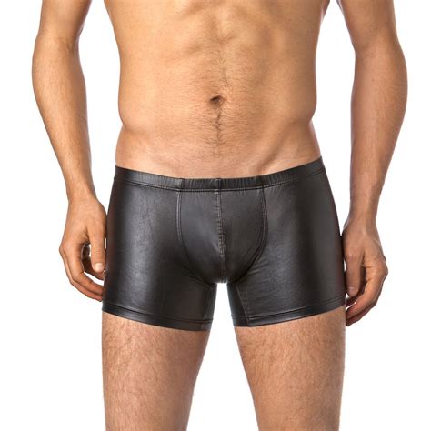 pu gay sexy underwear panties boxer men black patent leather boxers