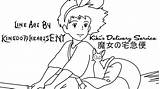 Delivery Service Kiki Colouring Coloring Line Kikis Ghibli Studio Pages Pngkey Transparent Drawing Deviantart sketch template