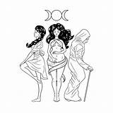 Crone Triple Wicca Witchcraft Hekate Phases Mythology Moon Maiden Mother sketch template