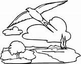 Bird Flying Coloring Pages Sky Printable Getcoloringpages sketch template