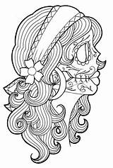 Coloring Dead Pages Girl Printable Sheet Scribblefun Tattooed sketch template